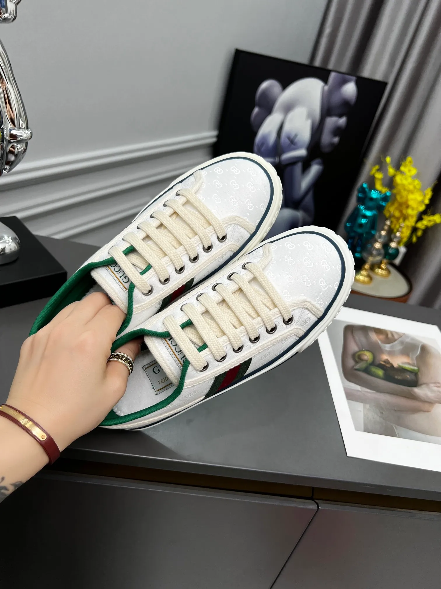 👟👟Ex-factory price 480👟👟 GUCCI new model 1977, classic LOGO material, 1:1 electric embroidery according to the original version, high version, complete package, low and highest version👟👟Ex-factory price U foam feet. T👟👟Ex-factory price U outsole, complete package! 35-44